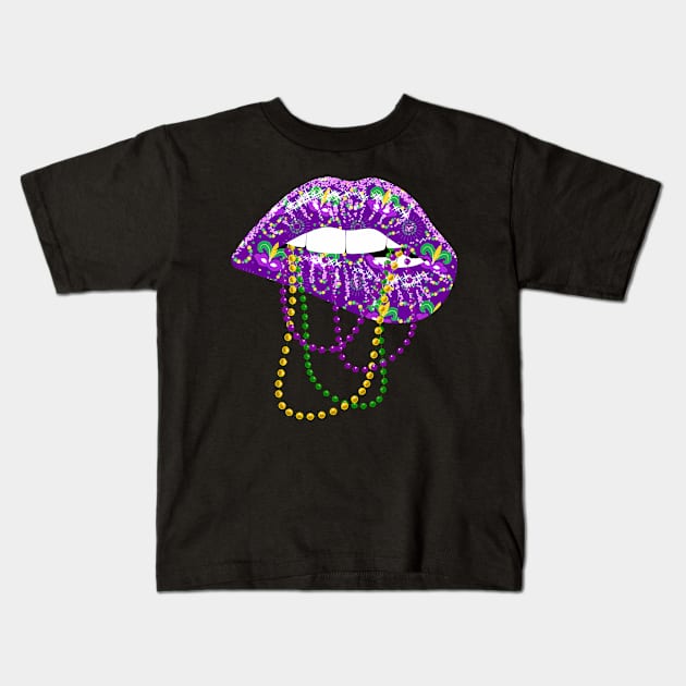 Mardi Gras Lips Queen Carnival Costume Kids T-Shirt by deptrai0023